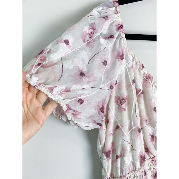 Arula Claire Floral Tiered Maxi Dress 2X Pink Puff Sleeve Coquette Romantic Cute - Picture 5 of 12